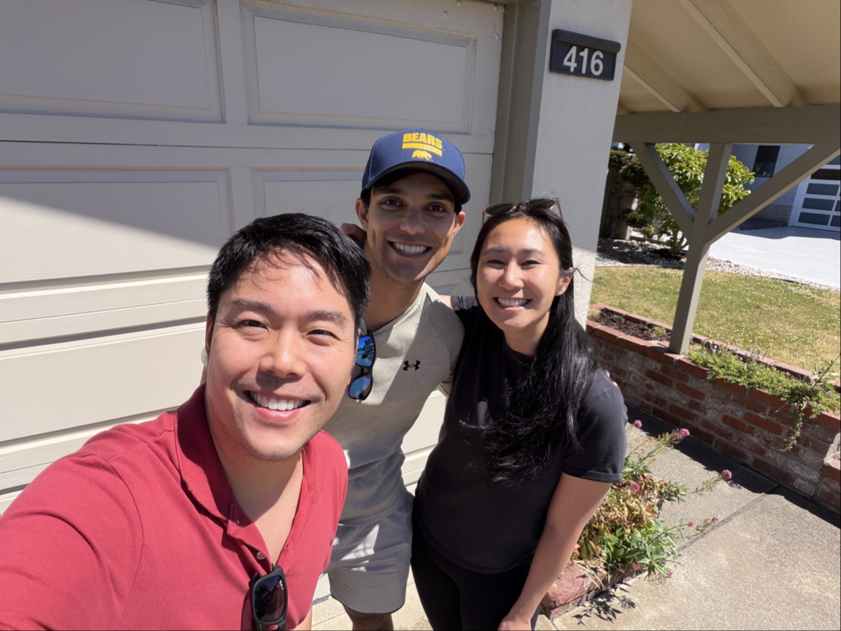 Kevin Liang with Matthew B. and his wife in front of their new home