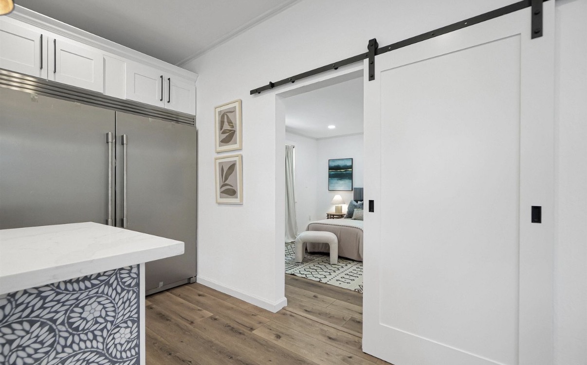 Castle Hill den converted into a staged third bedroom behind a sliding door
